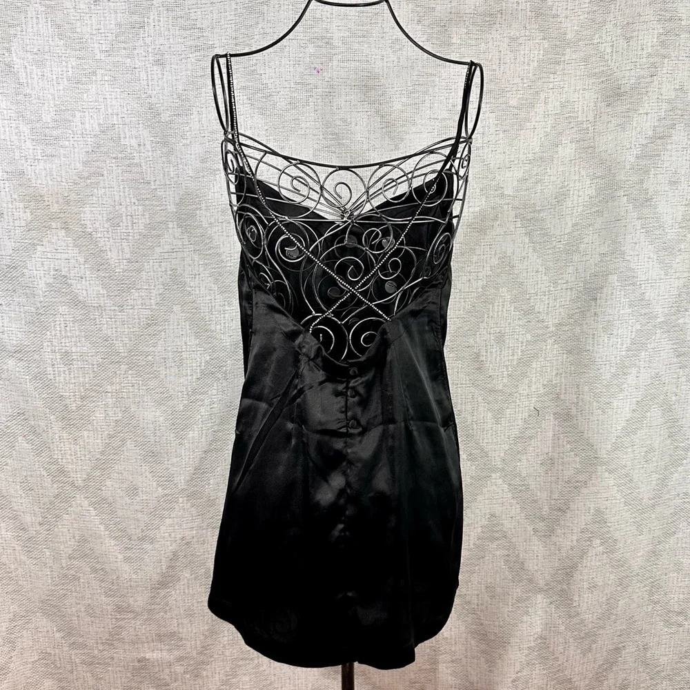 Free People Darling mini black slip dress with rhinestones size XS